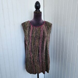 Vikki Vi Floral Tank Top Sleeveless Casual Comfy Blouse Black Pink Travel USA 1X